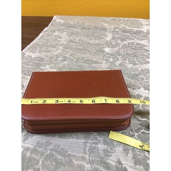 Mid Century Leather Travel Toiletry Case w/ Brush Comb Mirror Grooming Kit - Picture 7 of 9